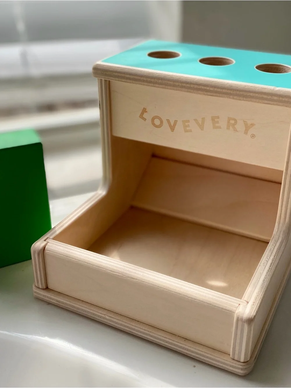LovEvery Wooden Shape Sorter - Teal Top
